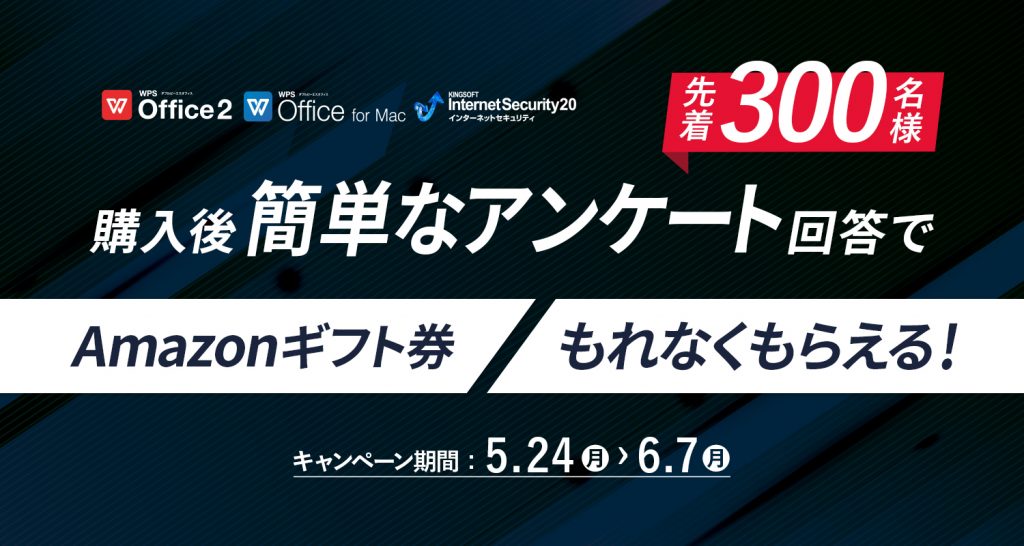 製品購入後アンケート回答で先着300名様にもれなくAmazonプレゼント！